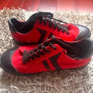 Celine Red Lace up Sneakers
